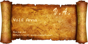 Volf Anna névjegykártya